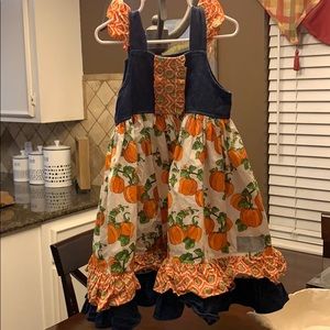 Eleanor Rose Blue and Orange Pumpkin Dress